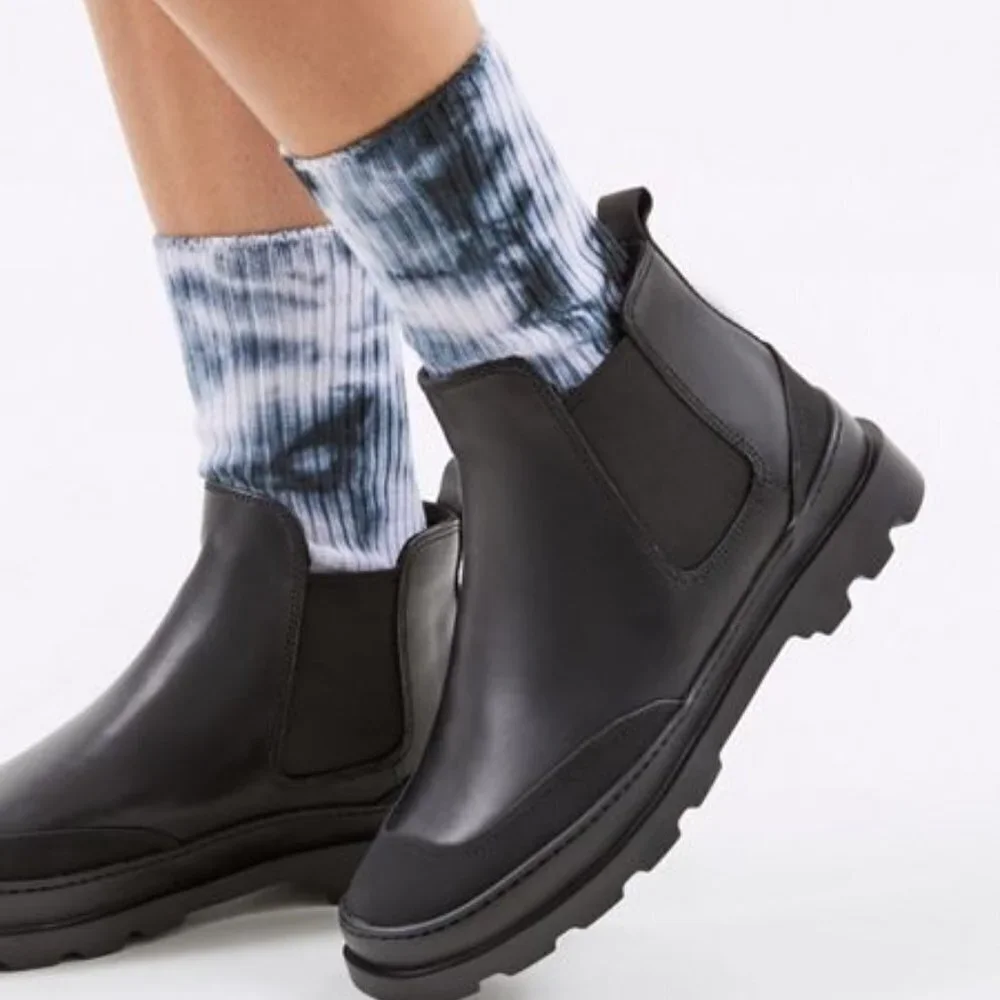 Tie Dye Navy and White Crew Socks